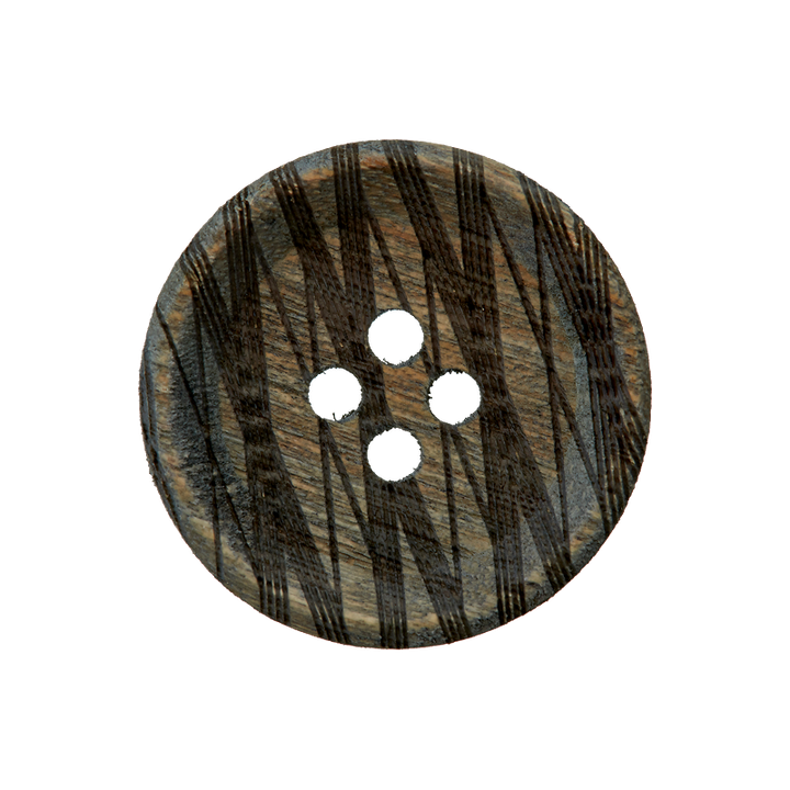 Holzknopf 4-Loch, 20mm, dunkelgrau