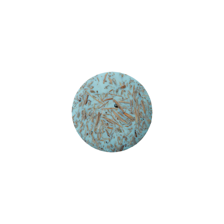 Coconut/polyester button shank, recycled, 15mm, light turquoise