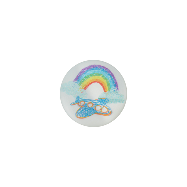 Polyesterknopf Öse, Regenbogen, 18mm, mehrfarbig