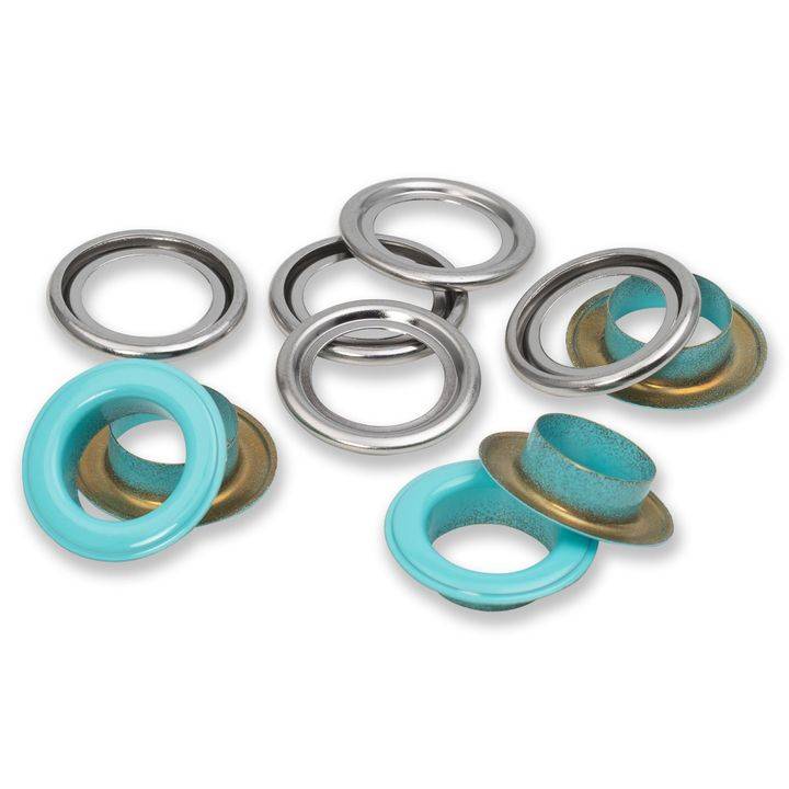 Eyelets with washers, 11 mm, black/silver-coloured