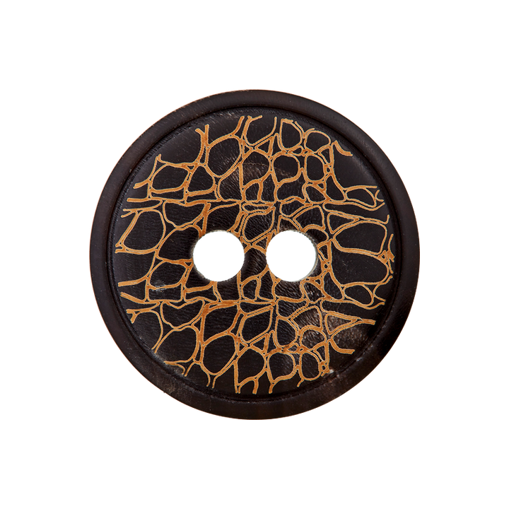 Horn button 2-holes, 23mm, dark brown
