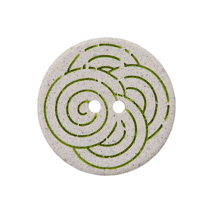  Пуговица из пеньки/полиэстера, с 2 отверстиями, переработанная из вторсырья, 25 мм, цвет зеленый, средний