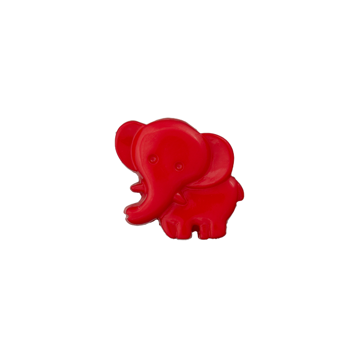 Polyesterknopf Öse, Elefant, 19mm, rot