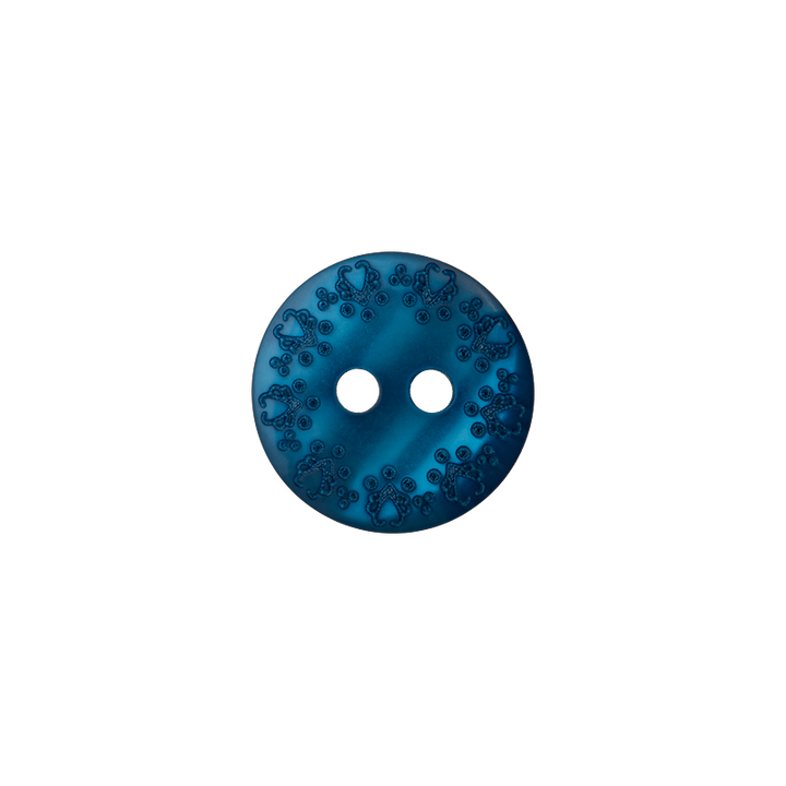 Polyester button 2-holes 14mm petrol