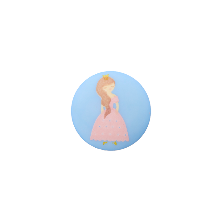 Polyesterknopf Öse, Prinzessin, 18mm, hellblau
