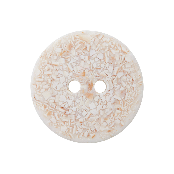 Eggshell/polyester button 2-holes, recycled, 25mm, cream