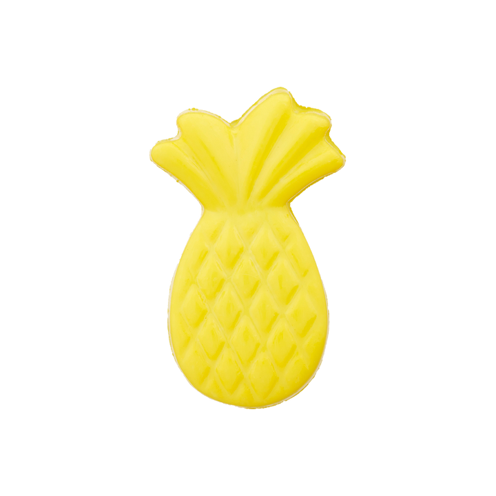 Bouton polyester pied, ananas, 19mm, jaune
