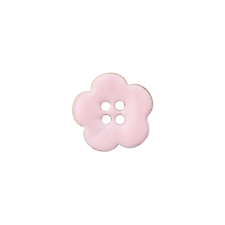 Kokosknopf 4-Loch, Blume, 18mm, rosa
