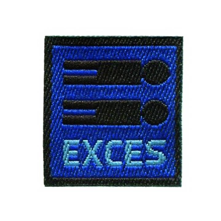 Applikation Label EXCES, blau/schwarz
