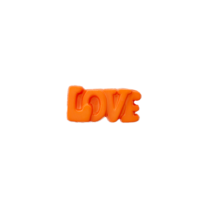 Bouton polyester pied, Love, 15mm, orange