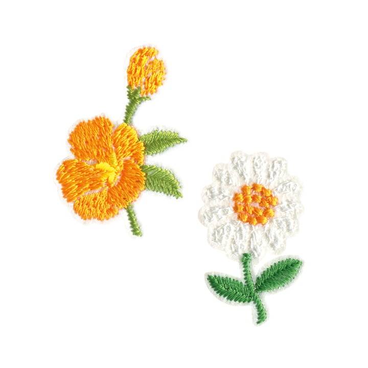 Applikation recycelt, Blumen, weiß/orange