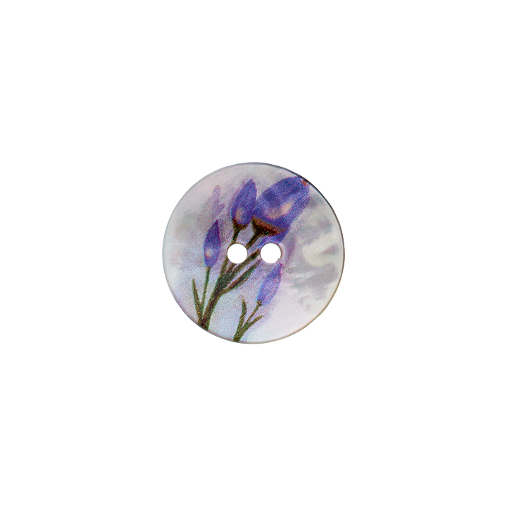 Bouton nacre 2-trous, Fleur, 18mm, violet