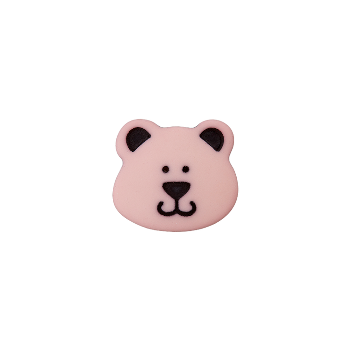 Пуговица «Медведь», из полиэстера, на ножке, 15 мм, розовый цвет
