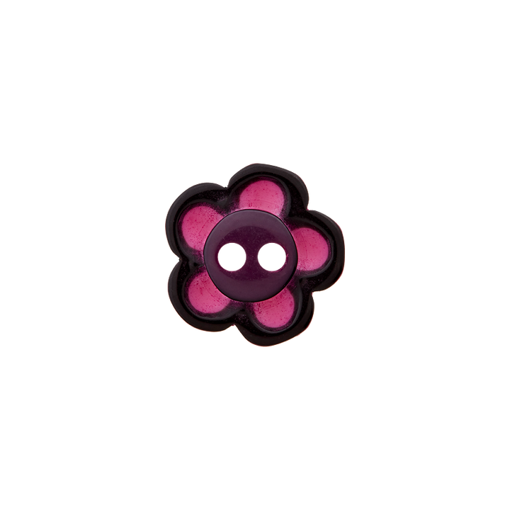 Polyester button 2-holes, Flower, 12mm, rose