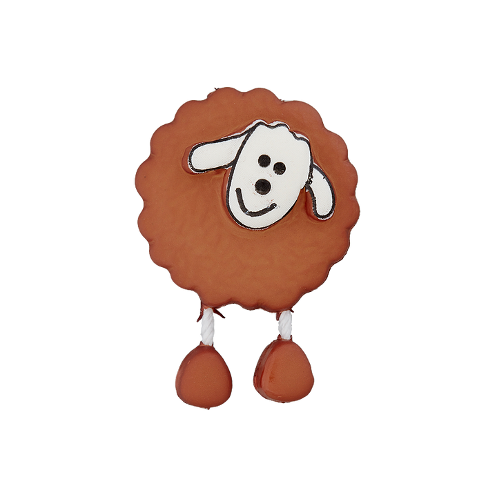 Polyester button Sheep 18mm brown
