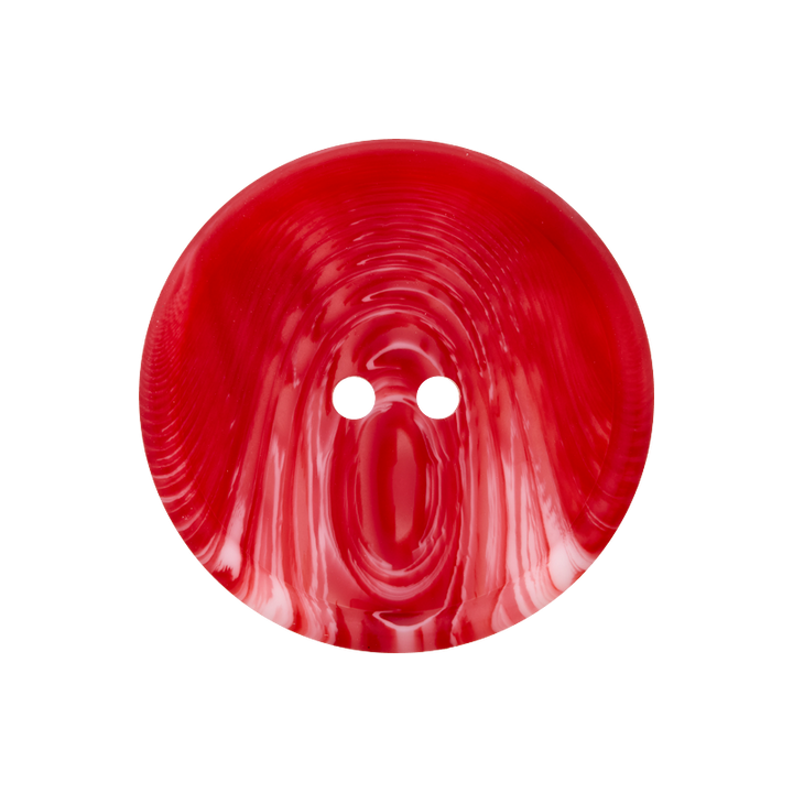 Polyester button 2-holes, with grain, 25mm, red