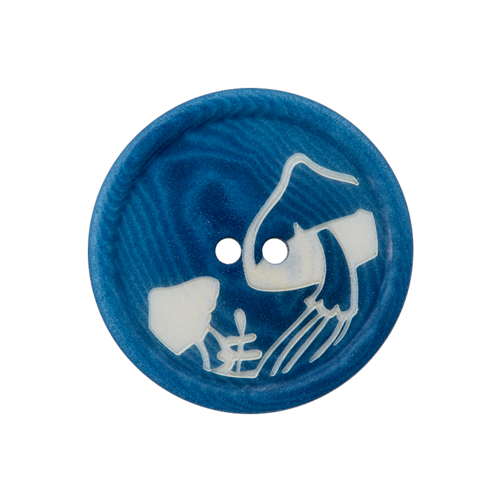 Corozo button 2-holes, Mushroom, 25mm, light blue