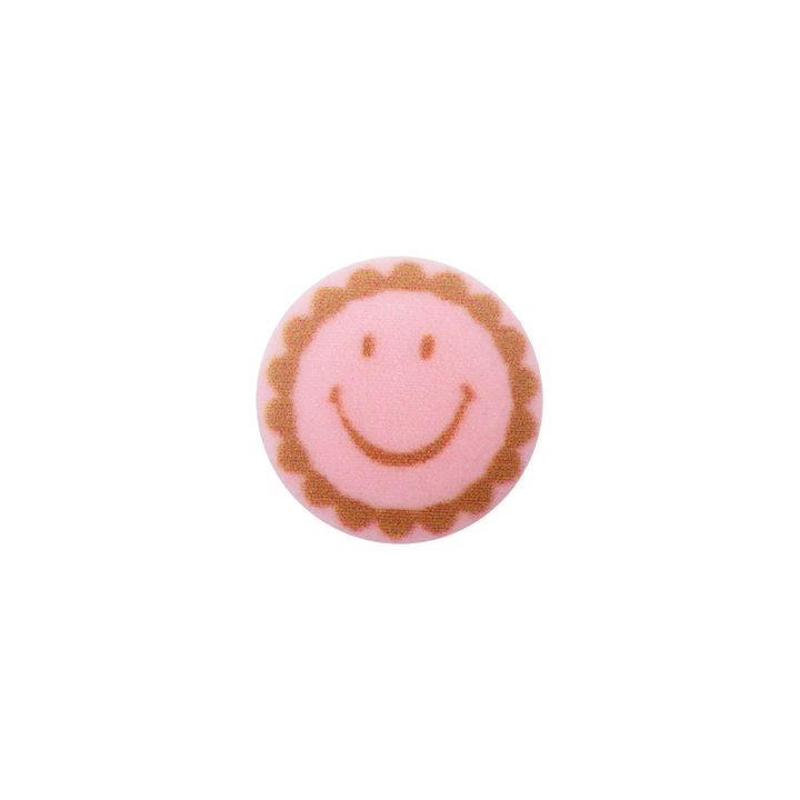 Polyester button shank, Smiley, 15mm, old rose