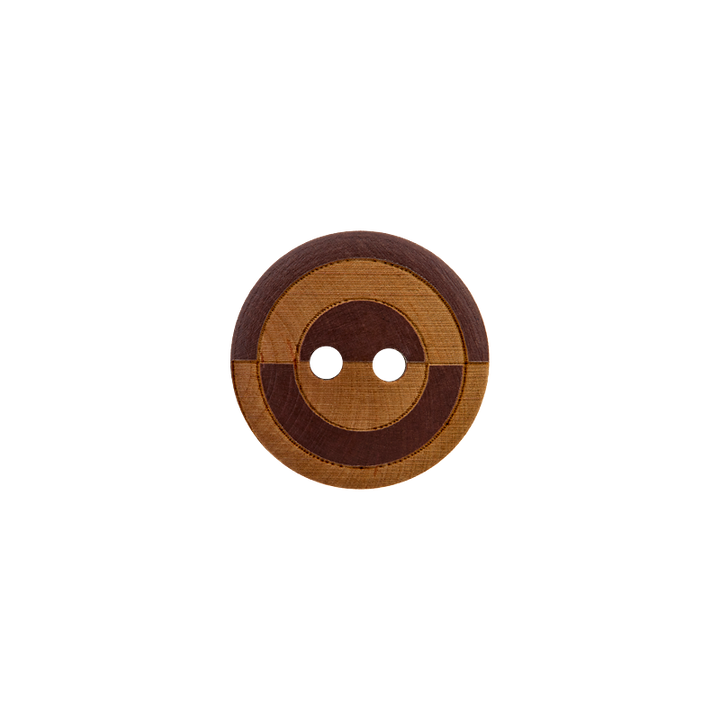 Bouton bois 2-trous, Cercle, 18mm, brun foncé