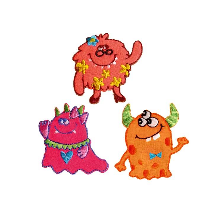 Appliqué Monsters, self-adhesive and iron-on, pink