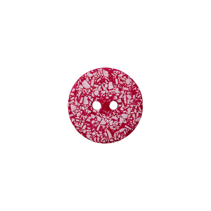 Eggshell/polyester button 2-holes, recycled, 15mm, pink