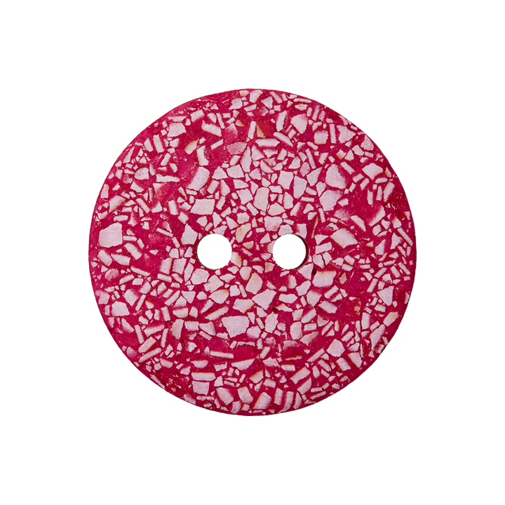 Coquille d'œuf/bouton polyester 2-trous, recyclé, 25mm, fuchsia