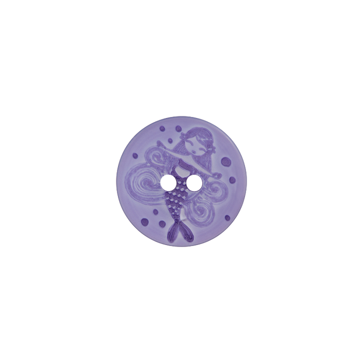Пуговица из полиэстера, с 2 отверстиями, 18мм, Русалка, фиолетовый цвет