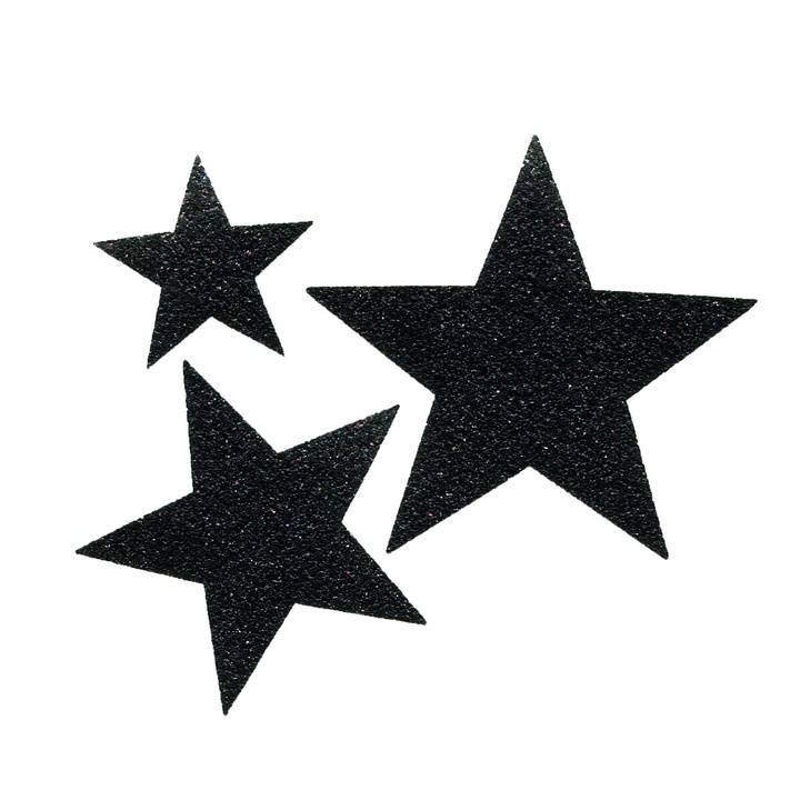 Appliqué Stars, self-adhesive and to iron-on, black shiny
