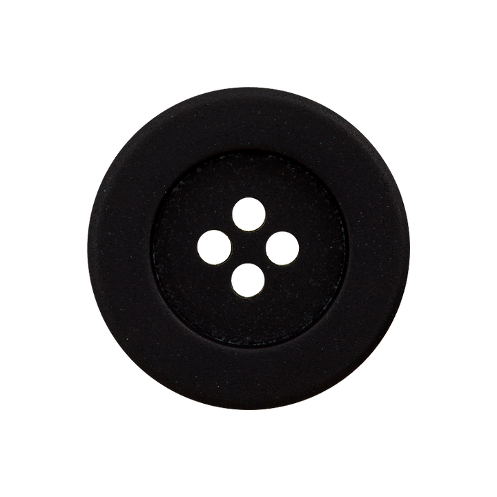 Hemp/polyester button, 4-holes, recycled, 23mm, black