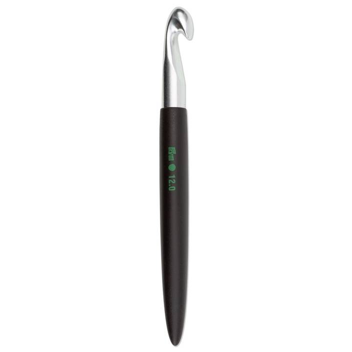 Крючок для шерсти, мягкая ручка, 17см, 12,00мм, серебристого цвета