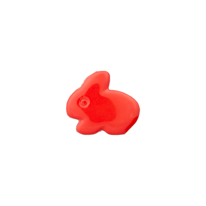 Пуговица из полиэстера, на ножке, «Заяц», 13 мм, красный цвет