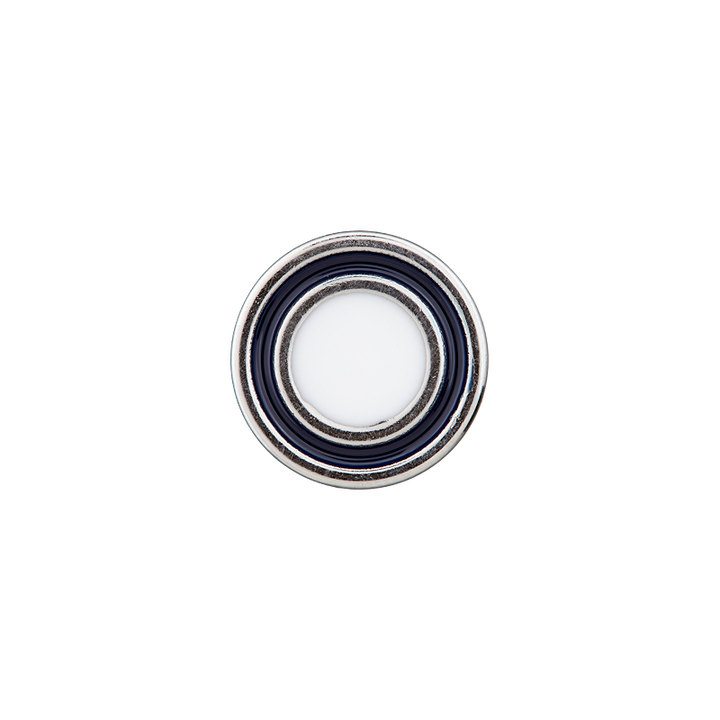 Metal button shank, 15mm, white/navy