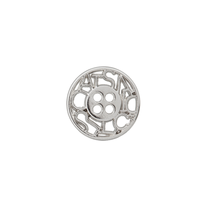Metal button 4-holes, 12mm, silver