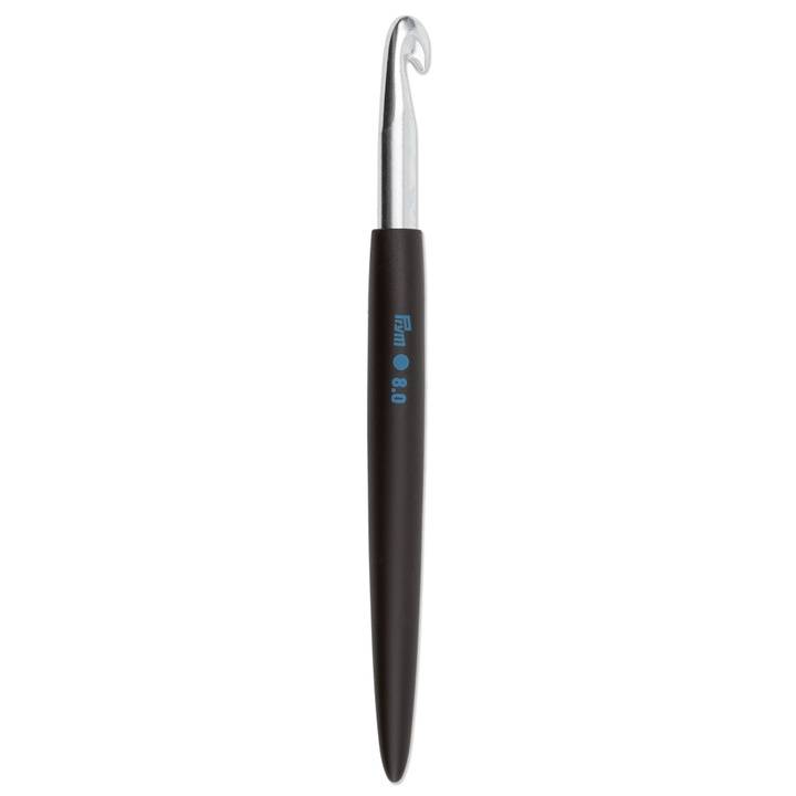 Крючок для шерсти, мягкая ручка, 16см, 8,00мм, серебристого цвета