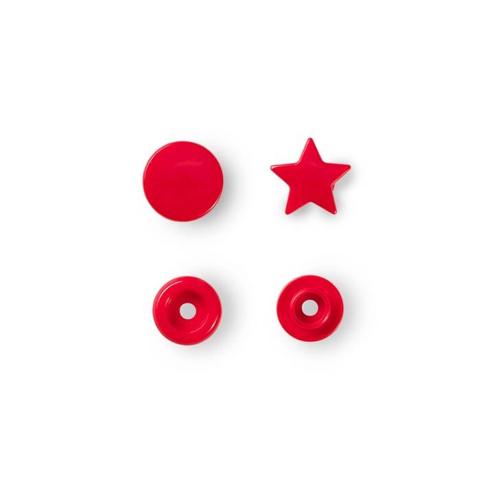 Non-sew press fasteners, Colour Snaps, Star, red