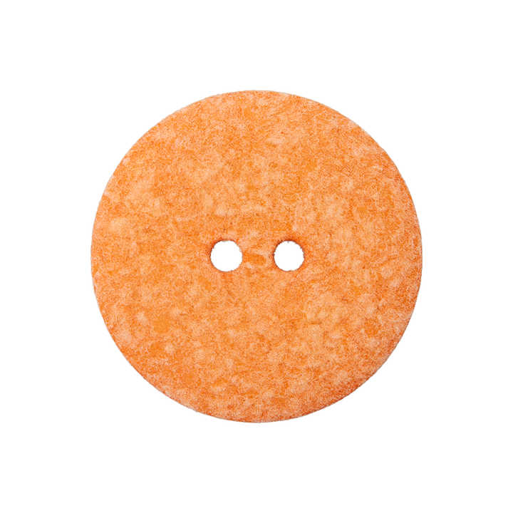 Cotton/polyester button 2-holes, recycled, 15mm, orange