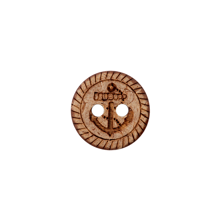 Kokosknopf 2-Loch, Anker, 11mm, hellbraun