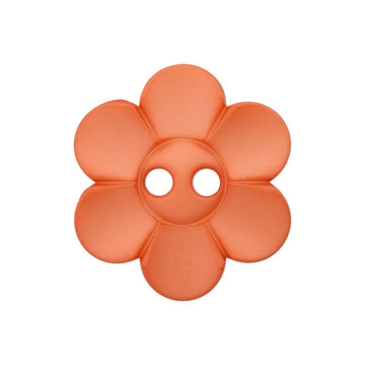 Polyester button 2-holes, Flower, 20mm, rust