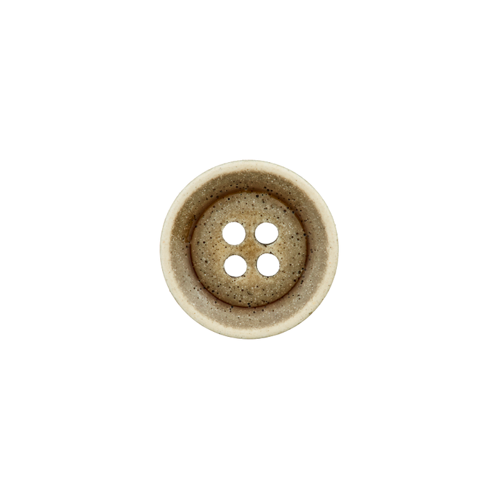 Polyester button 4-holes, 15mm, light brown