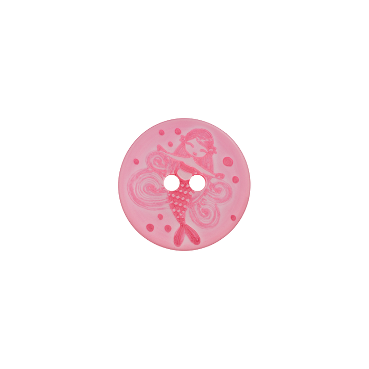 Polyesterknopf 2-Loch,  Meerjungfrau, 18mm, pink