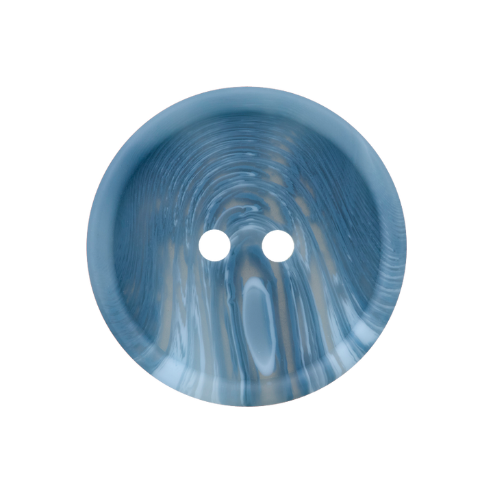 Polyester button 2-holes, with grain, 20mm, light blue