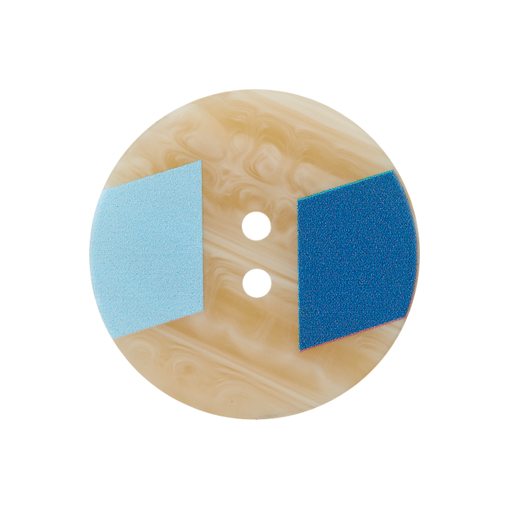 Polyesterknopf 2-Loch, 25mm, hellblau/blau