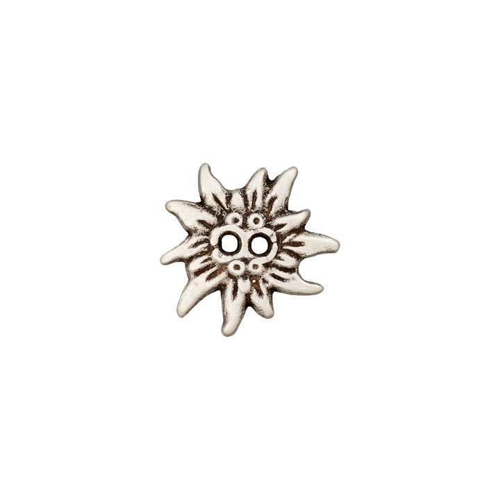 Пуговица «Эдельвейс», металлическая, с 2 отверстиями, 38 мм, цвет состаренного серебра