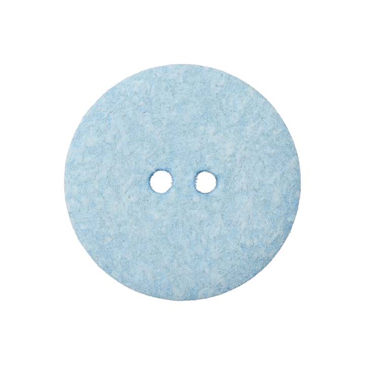 Cotton/polyester button 2-holes, recycled, 18mm, light blue