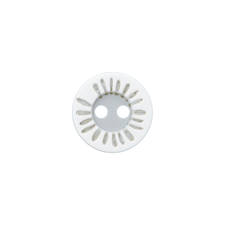 Polyester button 2-holes, Flower, 12mm, light grey