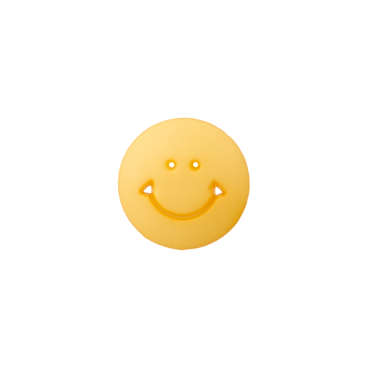 Polyesterknopf Öse, Smiley, 12mm, gelb