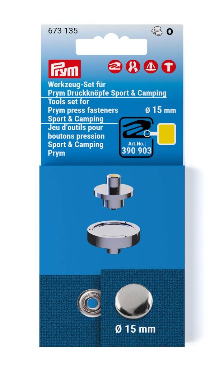 Jeu d'outils pour boutons pression Sport & Camping Prym, 15 mm