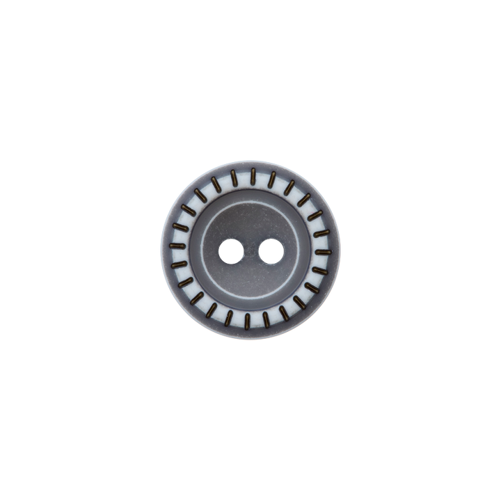 Polyester button 2-holes, Shirt, 14mm, medium grey