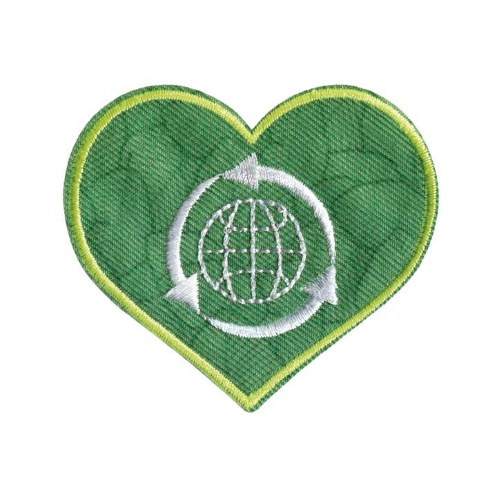 Термоаппликация, переработанная, Сердце, зеленая