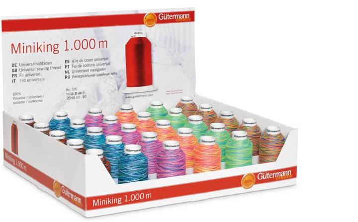 Fil Miniking, multicolore, set de 30 bobines de 1000m